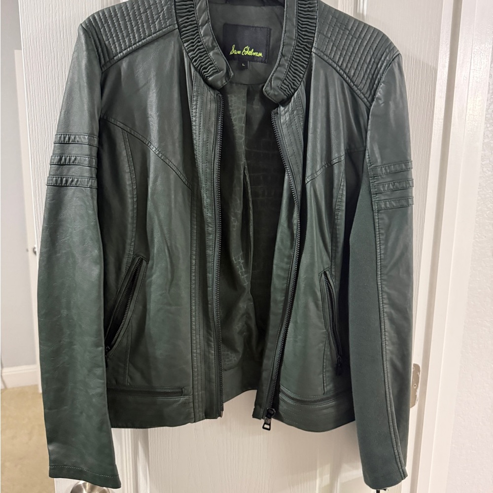 Dark Green Sam Edelman Forest Leather Jacket